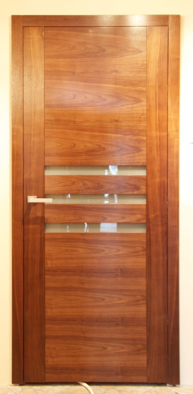 Drzwi drewniane orzech amerykański z okładziną nowoczesną ścian drewnem LW305