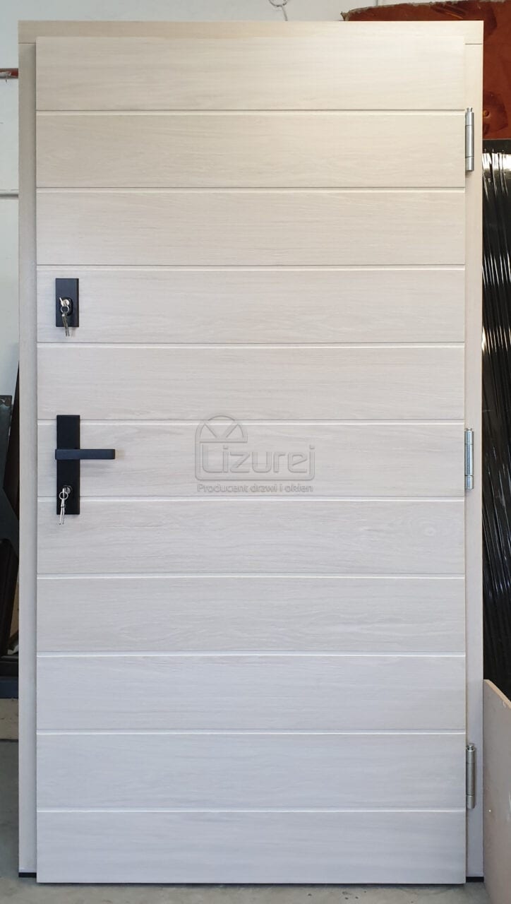 Drzwi zewnętrzne drewniane bielone LZ642